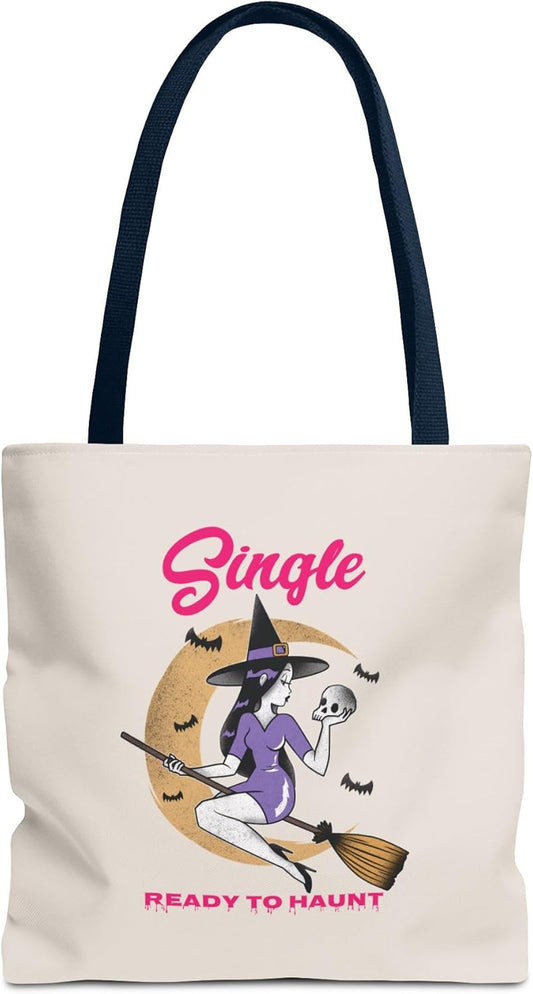 Halloween Tote Bag for Singles, Single and Ready to Haunt, Witchy Tote, Spooky Gift Bag, Fall Vibes, Breakup Gift for her