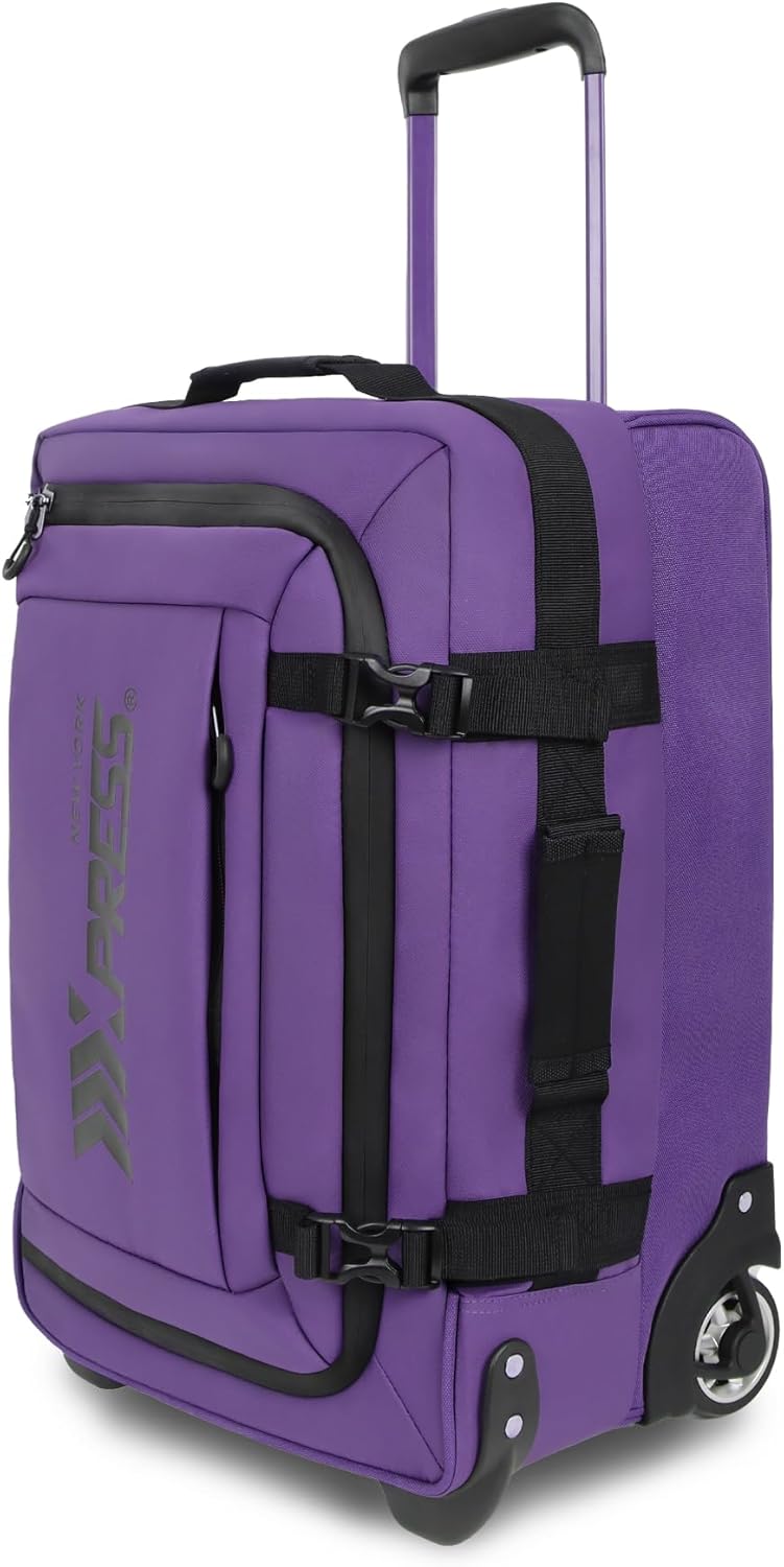 20'' Rolling Duffle Bag w/Wheels,Rolling Duffle Bag w/Handle,Carry on Luggage Travel Duffle Bags for Man Women,（20,Purple）