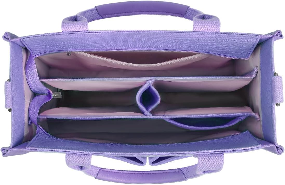 FIORETTO Canvas Tote Bag for Women with Zipper Closure & Individual Compartments for Work College for Teacher & Nurse