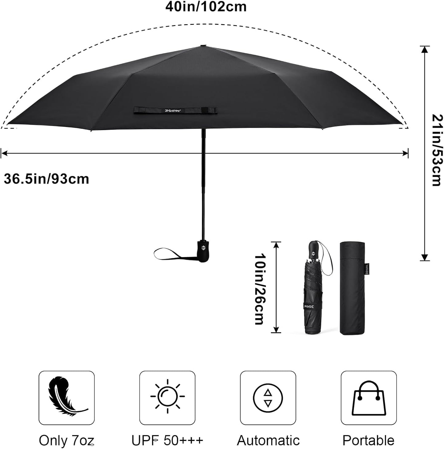G4Free Mini Ultralight Umbrella UPF 50+ UV Protection Compact Lightweight Travel Umbrella Super Slim Small Portable Automatic Open and Close,40 Inch