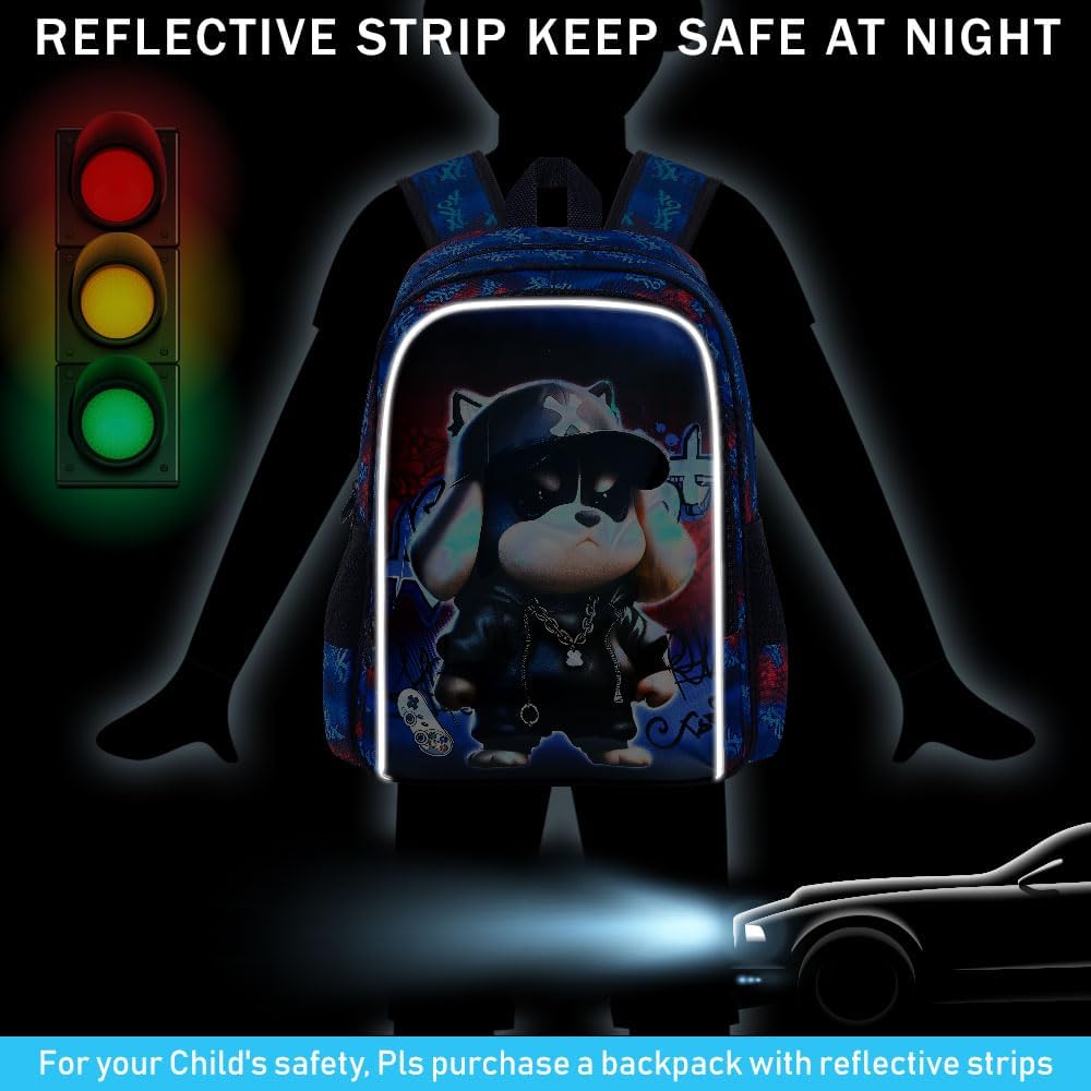 3PCS Dinosaur Backpack for Boys, 16 Inch Kids Water Resistant Preschool Elementary Kindergarten Bookbags and Lunch Box