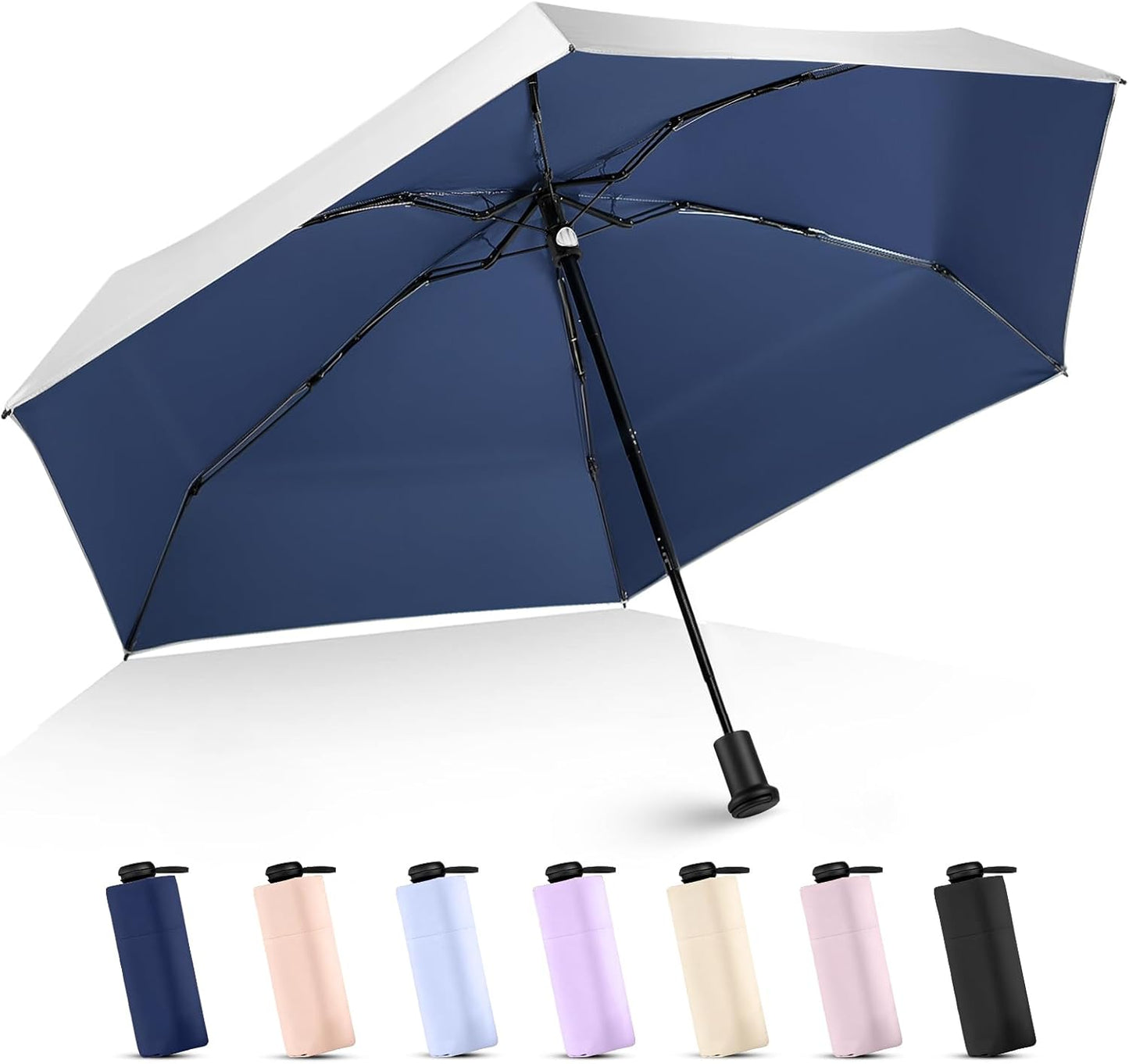 LEAGERA UPF 50+ Mini Umbrella for Travel - Compact Folding Sun Umbrella for Walking Summer Lightweight Purse Small Umbrellas for Women Girls