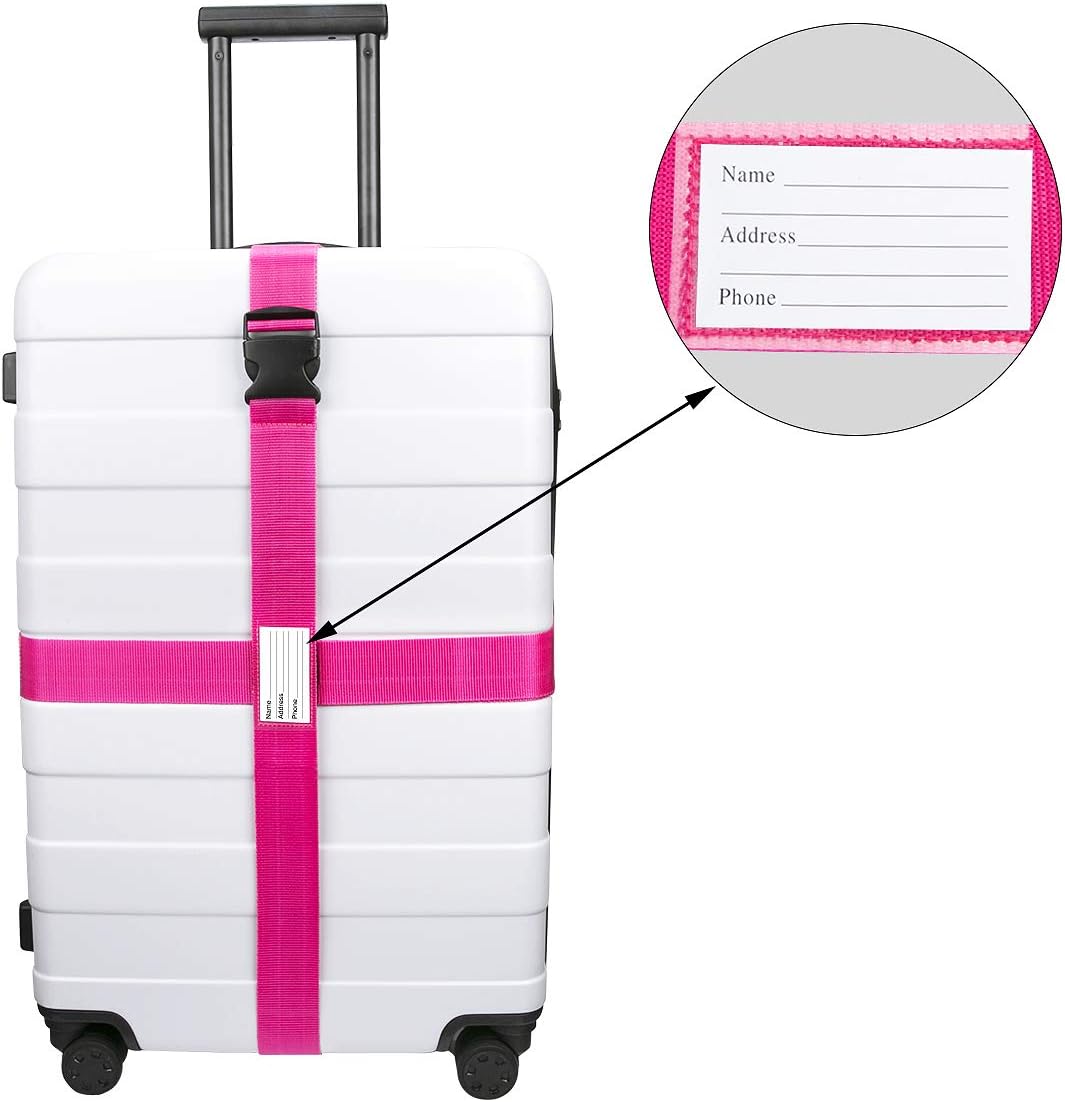 Luxebell Luggage Straps Suitcase Belt Add-A-Bag Travel Accessories, Heavy Duty Strap, 4-Pack 6.56ft Rosy