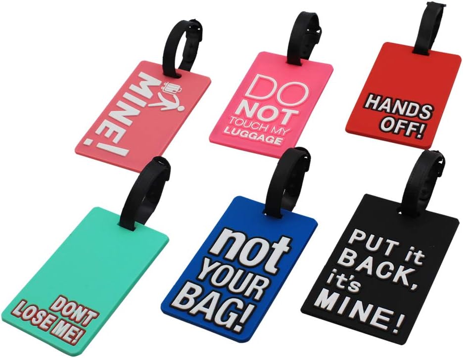 Mziart Funny Luggage Tags Set of 6 Colorful Unique Travel Baggage Bag Tags Suitcase Identify Labels for Women Men