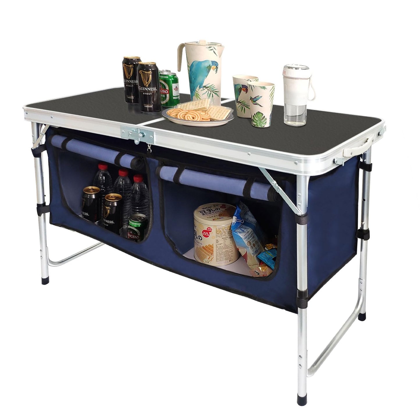 CampLand Outdoor Folding CampingTable with Aluminum Lightweight Height Adjustable with Storage
