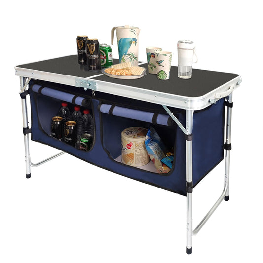 CampLand Outdoor Folding CampingTable with Aluminum Lightweight Height Adjustable with Storage