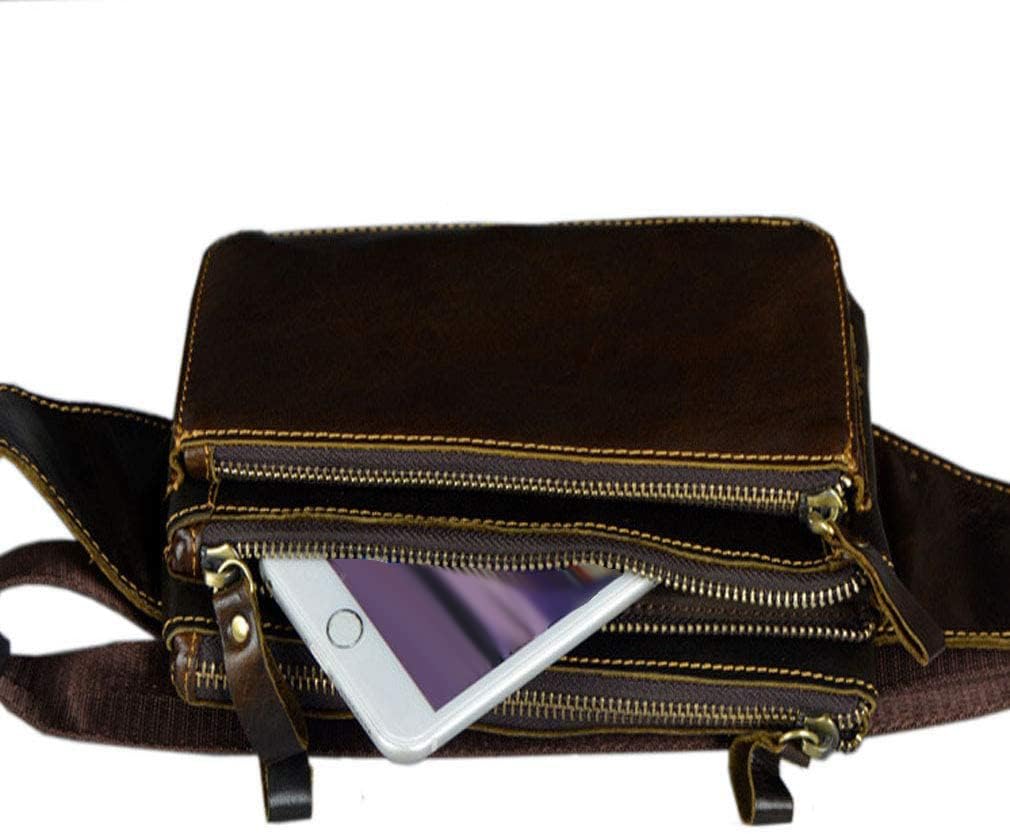 Hebetag Leather Fanny Pack Waist Bag for Men Women Outdoor Travel Hunting Hiking Camping Hip Bum Belt Cell Phone Purse Wallet Pouch