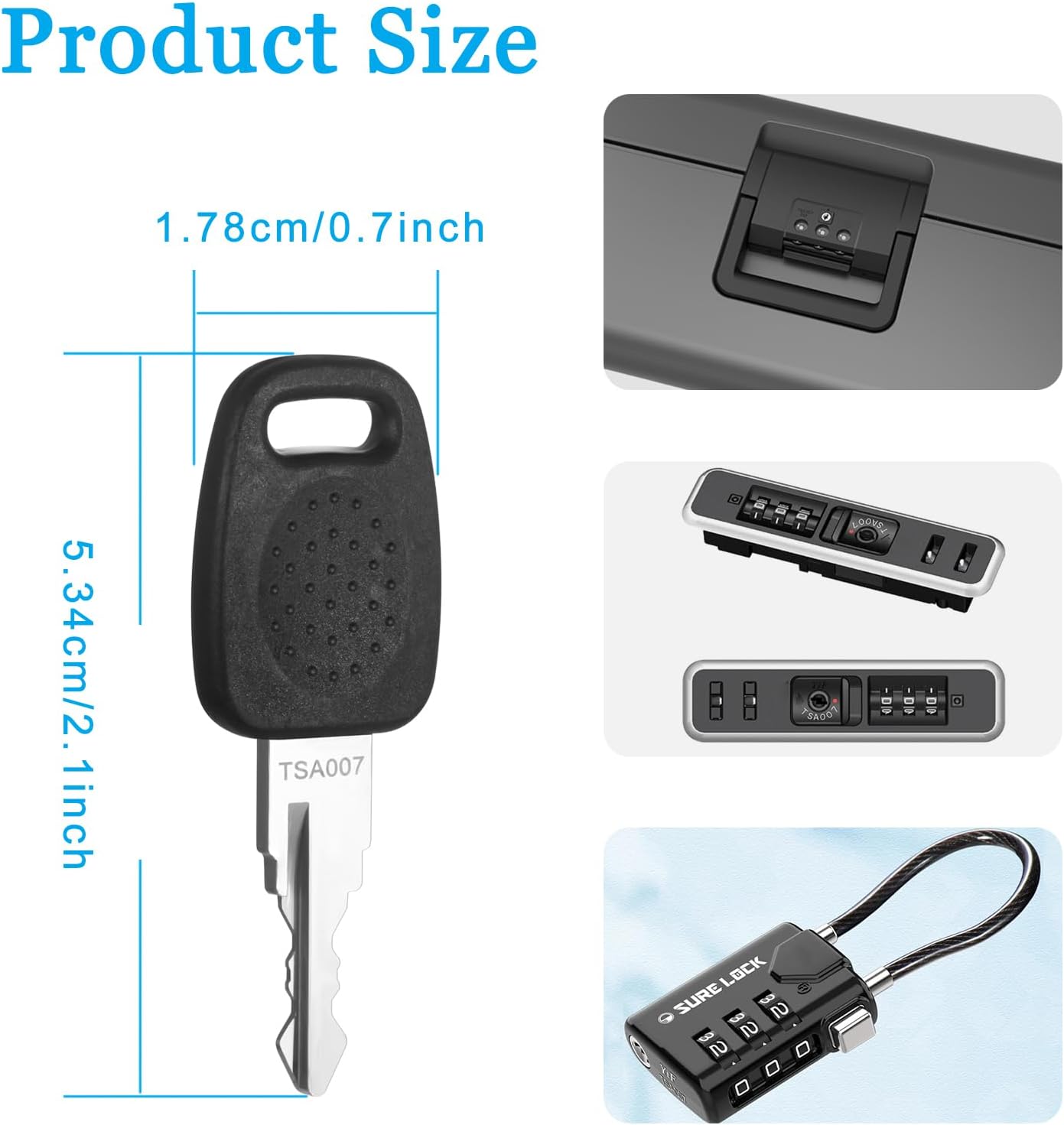 2PCS 007 Master Luggage Key,for T-S-A Approved Luggage Lock,Suitcase Luggage Lock