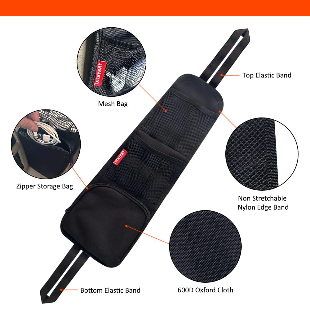 Luckybay Car Seat Side Organizer, Auto Seat Storage Hanging Bag, Phones, Drink, Stuff Holder with