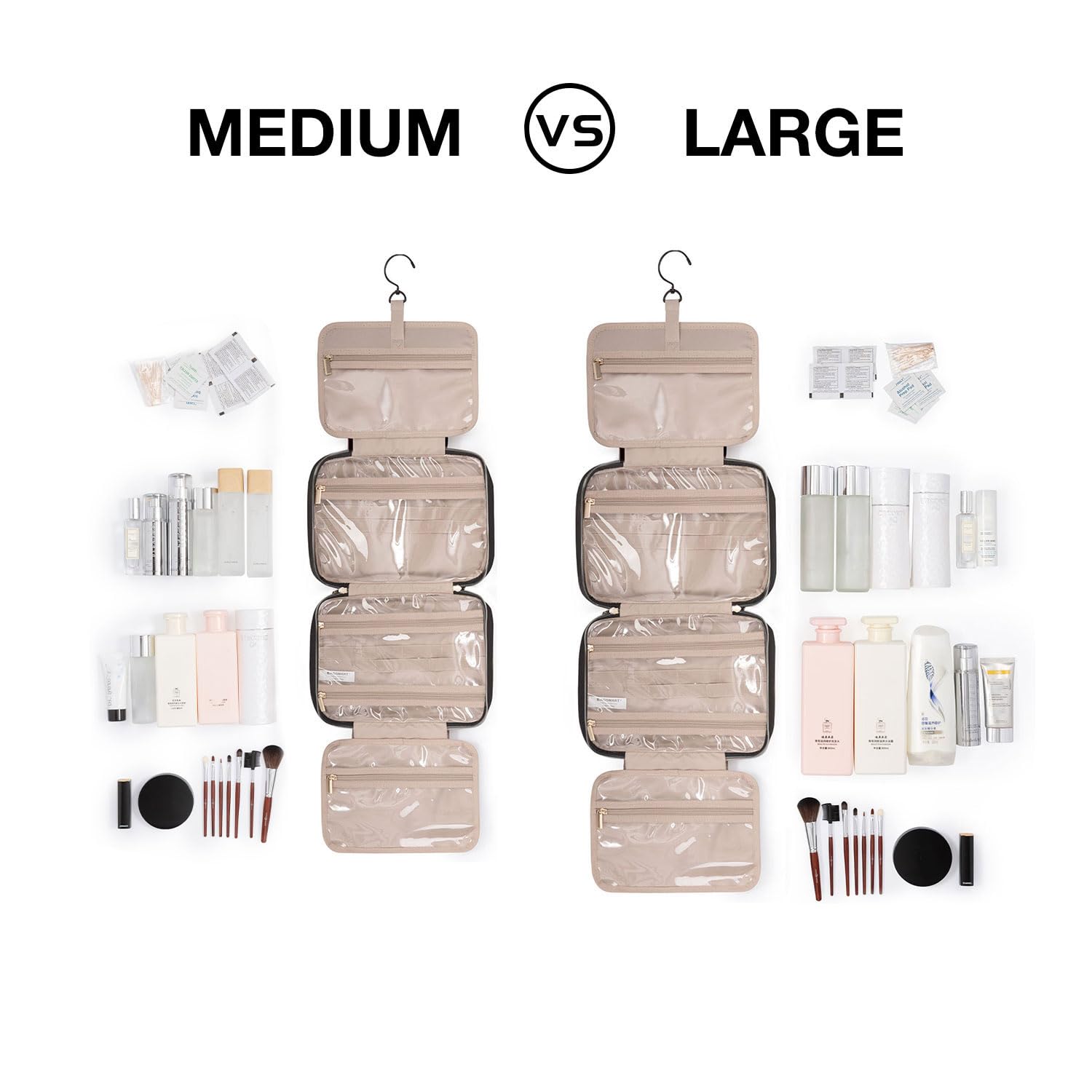 BAGSMART Toiletry Bag Travel Bag with Hanging Hook, Water-resistant Makeup Cosmetic Bag Travel