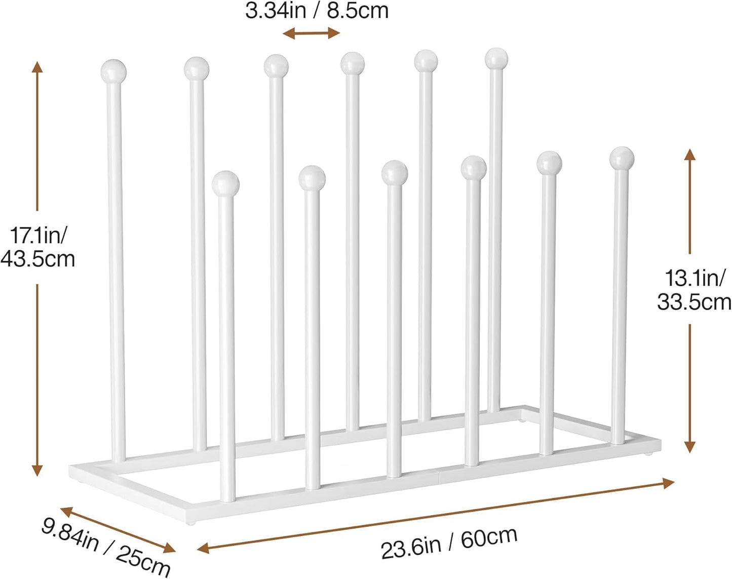 pickpiff Free Standing Shoe Racks - White Metal Boot Rack Organizer Tall Boots for Dorm Room, Closet, Entryway, Bedroom, Patio Outdoor, Hallway, White, Shoe Storage Fit for 6 Pairs