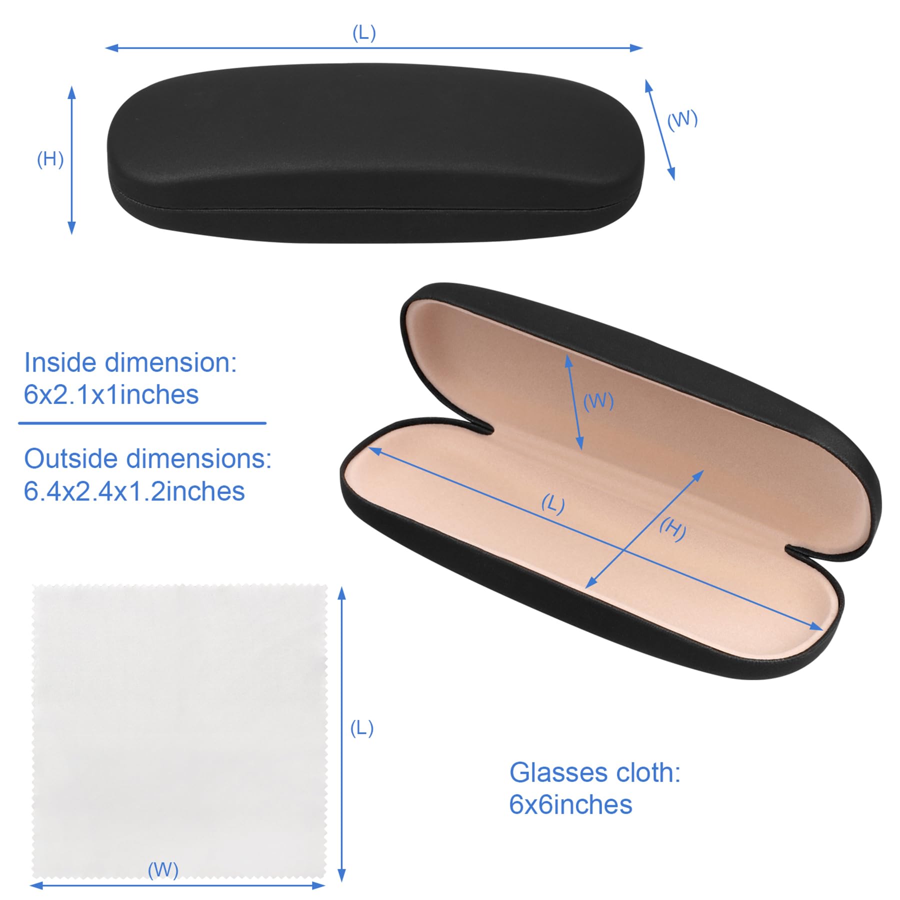 Joyberg Glasses Case, 2 Pack Eyeglass Case with Cleaning Cloth, Glasses Case Hard Shell Fits Most