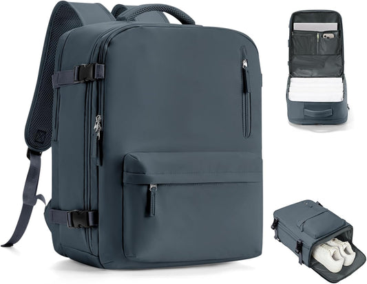 Travel Backpack for Women Men for Spirit Airlines Personal Item Bag 18x14x8 Inches Laptop College Waterproof Carry on Flight Approved Work Backpack Mochila de Viaje, Large Grey Blue