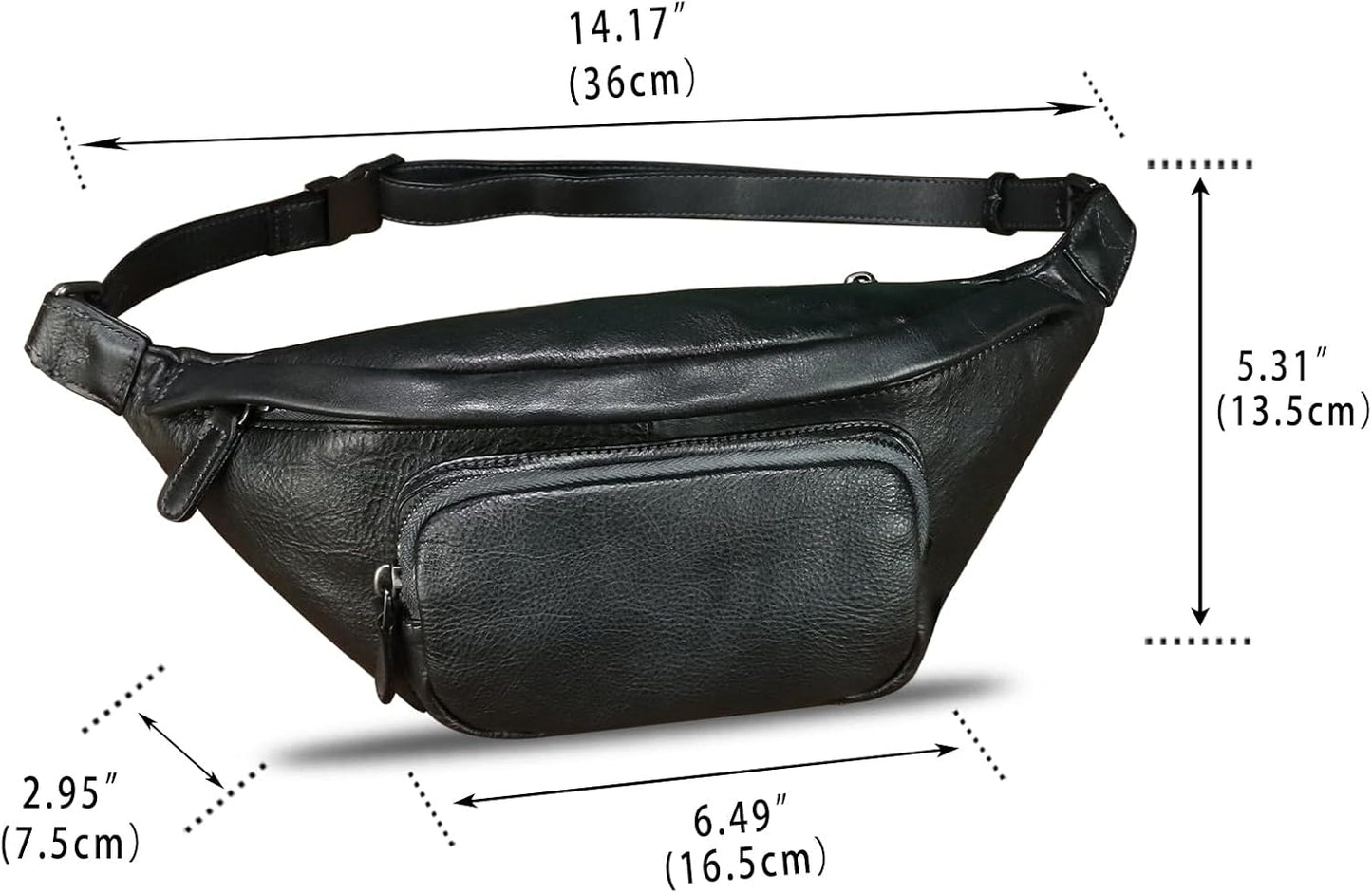 Genuine Leather Fanny Pack for Women and Men Real Leather Crossbody Sling Bag Fashion Waist Bag Chest Purse Pouch (Black)