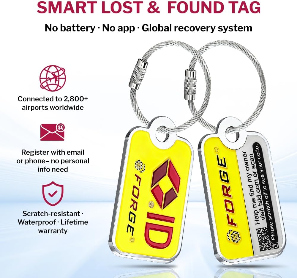 Forge TSA Approved Cable Luggage Locks with TSA008, 4-Digit Combination & Open Alert Indicator, Zinc Alloy Body, 2 Orange Travel Locks with 2 TSID Smart Lost & Found Tags for Luggage & Suitcase