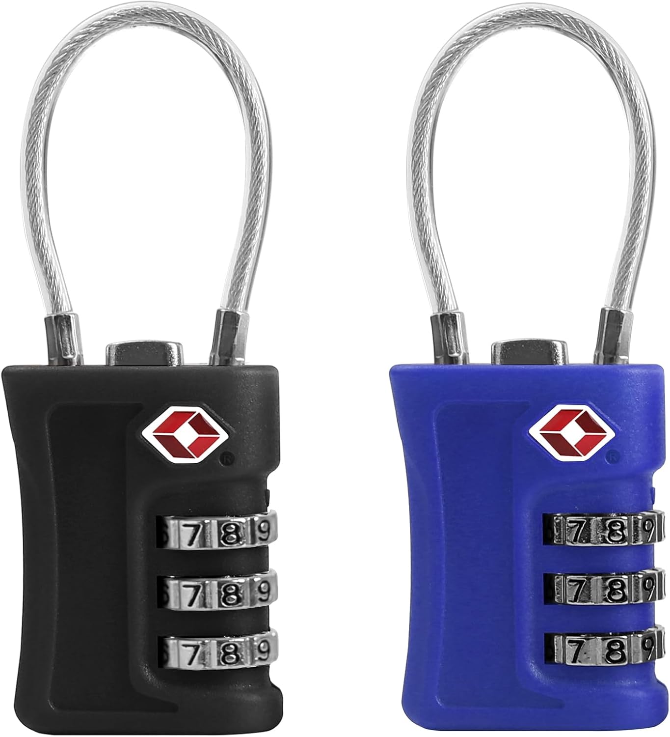 Luggage Locks TSA Approved 2 Pack, Small Padlock Combination, TSA Locks for Luggage, Travel Combo Padlock with Code, for Suitcase, Backpack Zipper, Locker, Gun Case (Black+Blue)