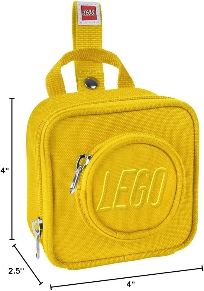 LEGO Kids Brick Mini Backpack Accessory Pouch with Novelty Backstraps, Snaps to Belt or Full-Size Backpack, Holds Small Items like Keys & Headphones, Yellow