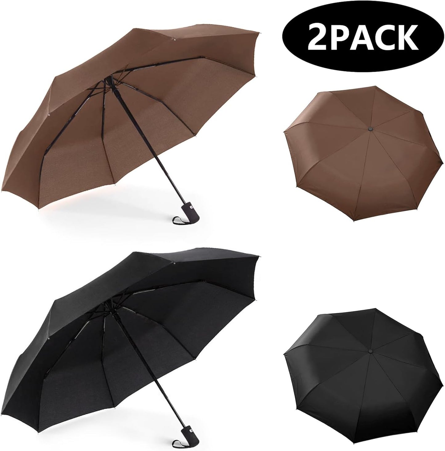 RONIARE 2 Packs Travel Umbrellas for rain Windproof Compact Umbrella Folding Small Strong and Portable Automatic Open and Close - Men and Women