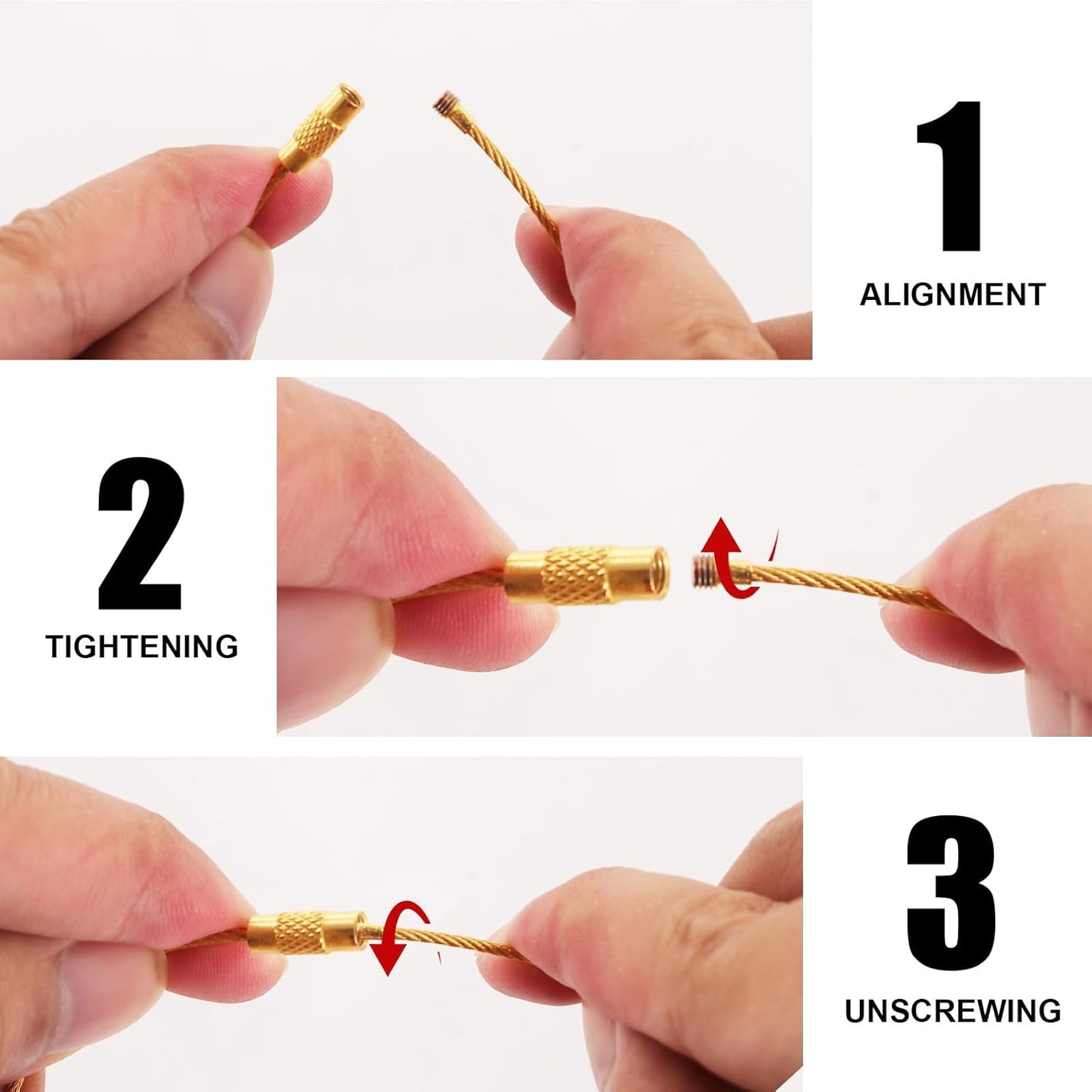 Stainless Steel Wire Keychains Aircraft Cable Cable (20 PCS Gold)