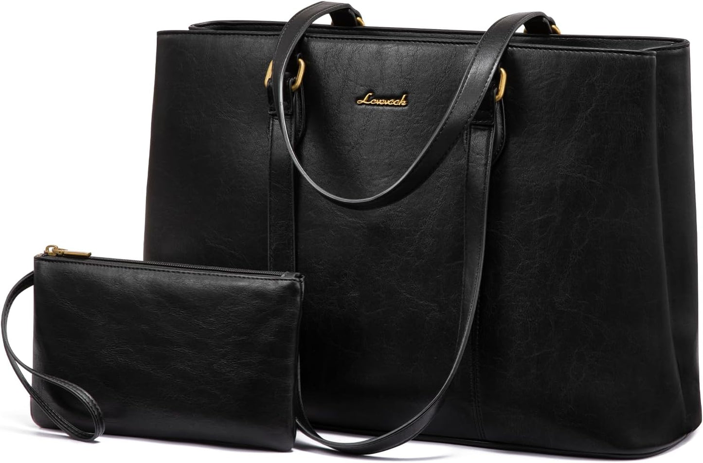 LOVEVOOK Laptop Tote Bag for Women,Work Tote with Wristlet,PU Leather Computer Bag for Teacher,Office, Daily