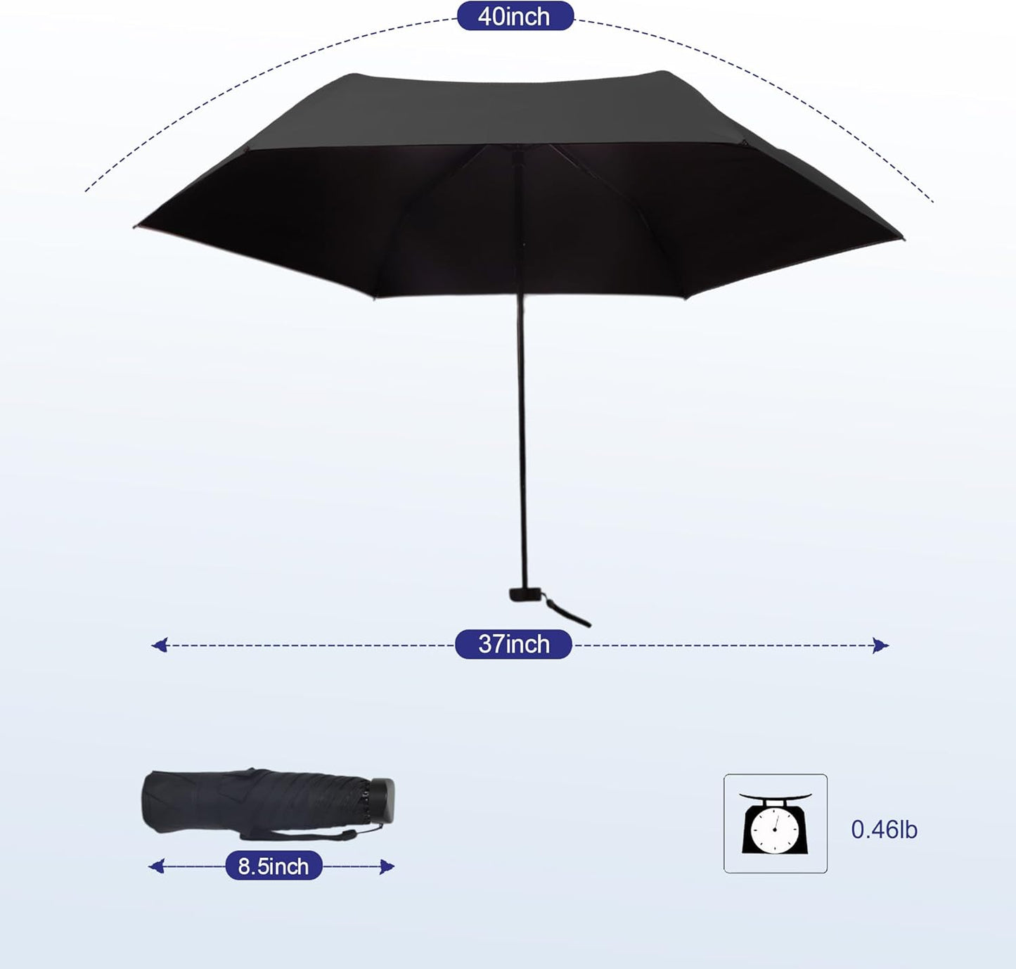 SoulRain 42" Travel Sun & rain Umbrella, Lightweight Windproof Umbrella, Portable Lightweight Compact Parasol with 99% UV Protection for women and men