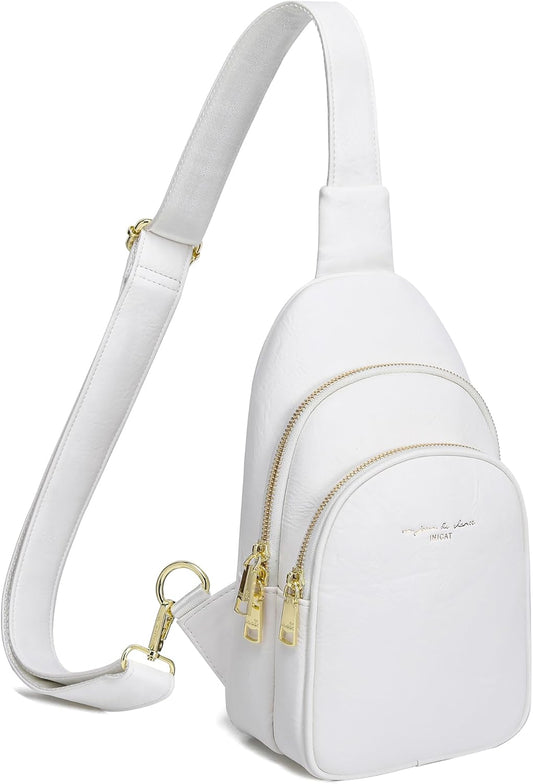 INICAT Crossbody Sling Bags Travel Cross Body Purses Faux Leather Fanny Packs Chest Bag for Women