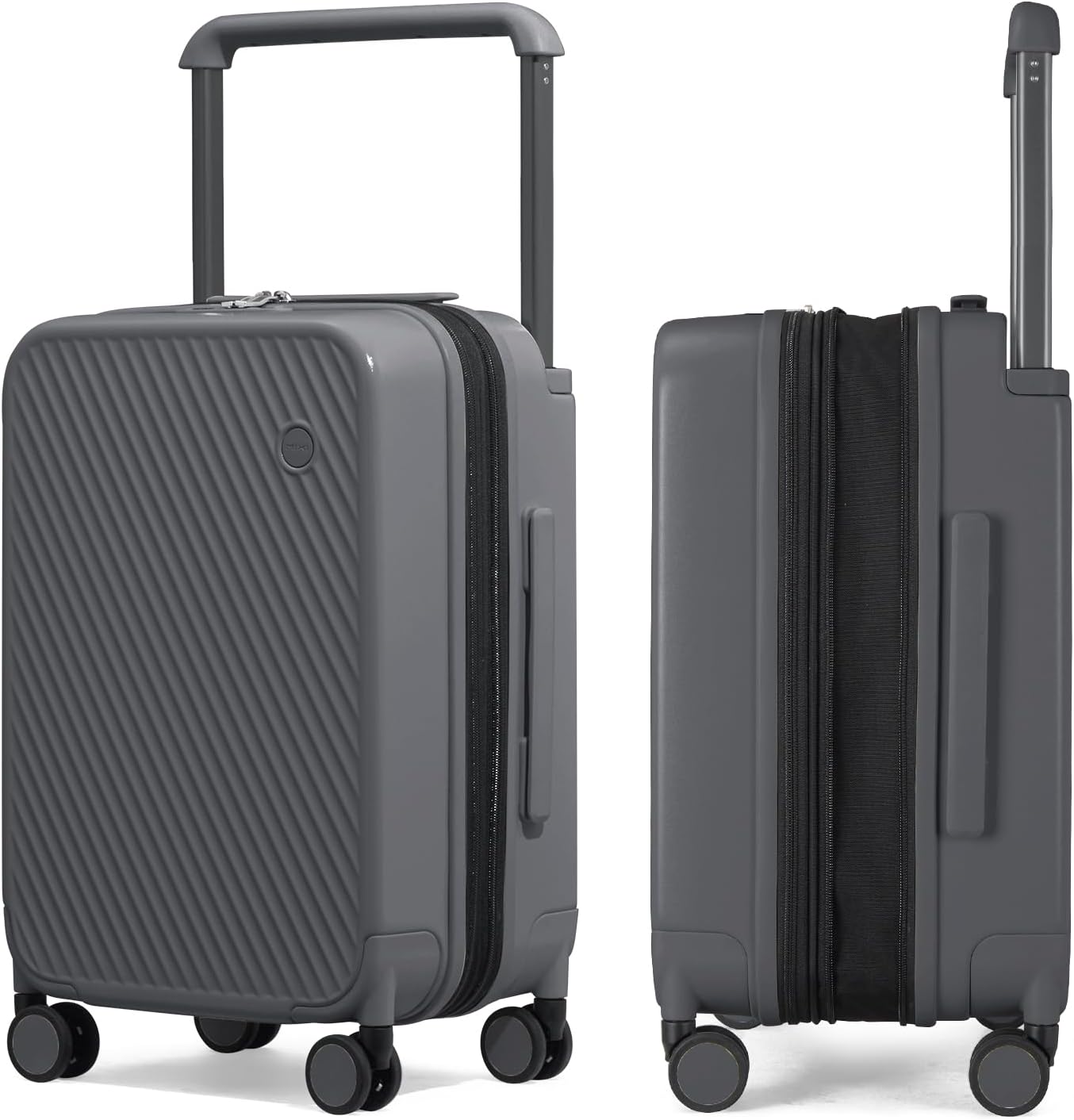 mixi Large Capacity Expandable Carry On Luggage Airline Approved 20'' Lightweight Luggage Wide Handle PC Hardshell Suitcases with Spinner Wheels & TSA Lock, Rock Gray