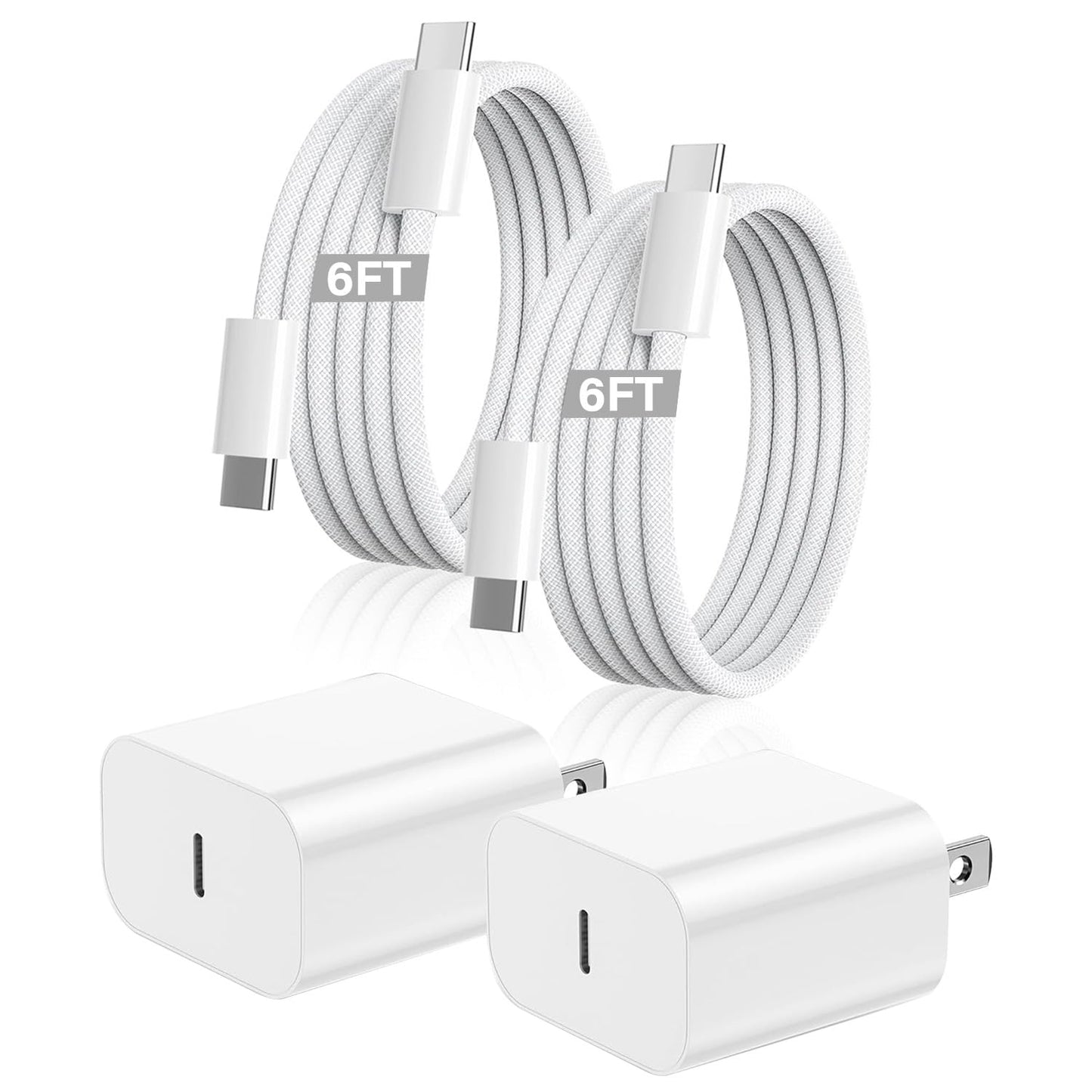 iPhone 17 16 Charger,2Pack USB C Fast Charger Apple Charge Type C Fast Charging Block&6FT USB C to C Woven Cable Cord for iPhone 17 Pro Max/17 Pro/Air/16 Plus/16E/15 Series/iPad Pro/Air/Mini