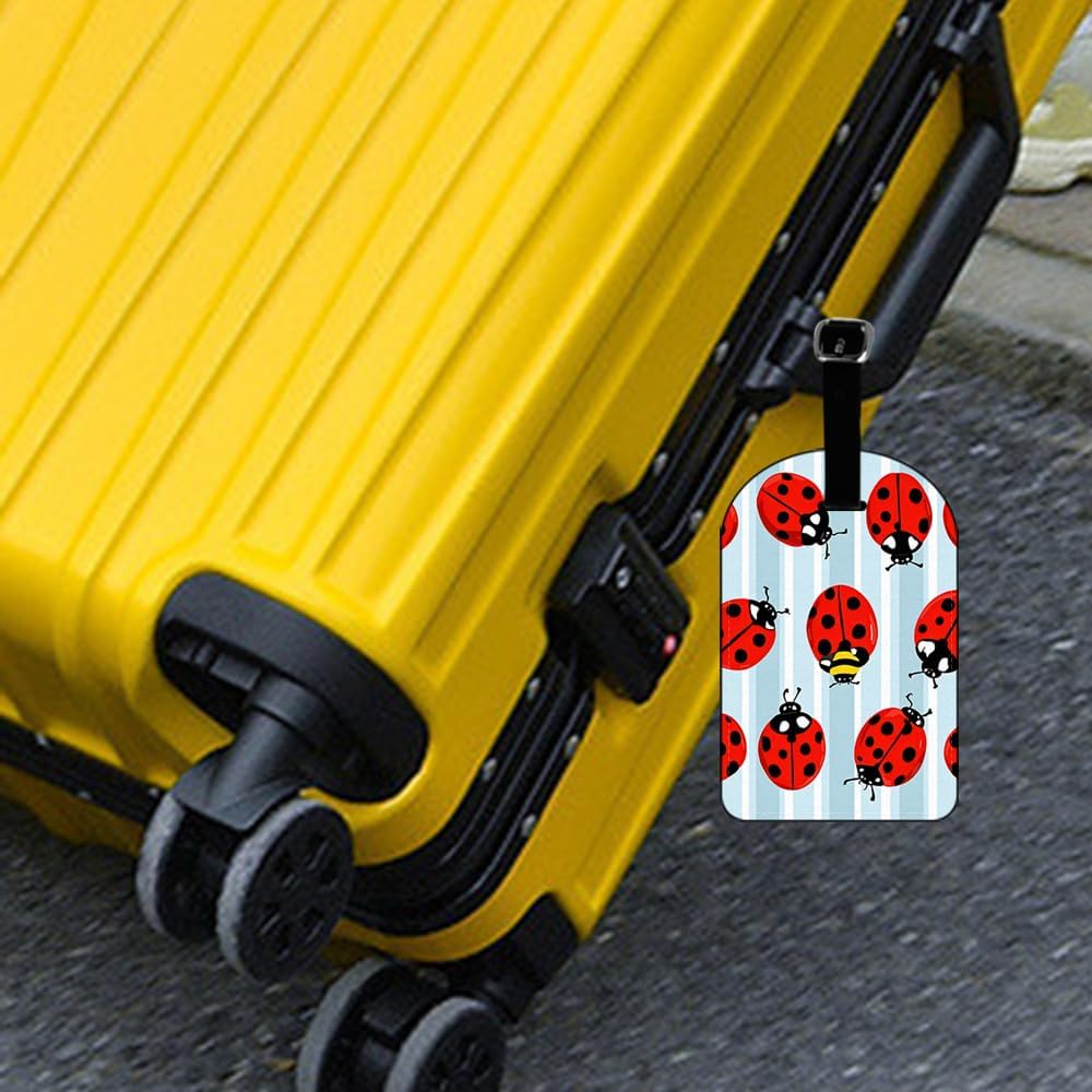 Luggage Suitcase Carry-on ID Tag Ladybugs-Red Black Travel ID Label Leather Baggage Airplane Label - 1 pack