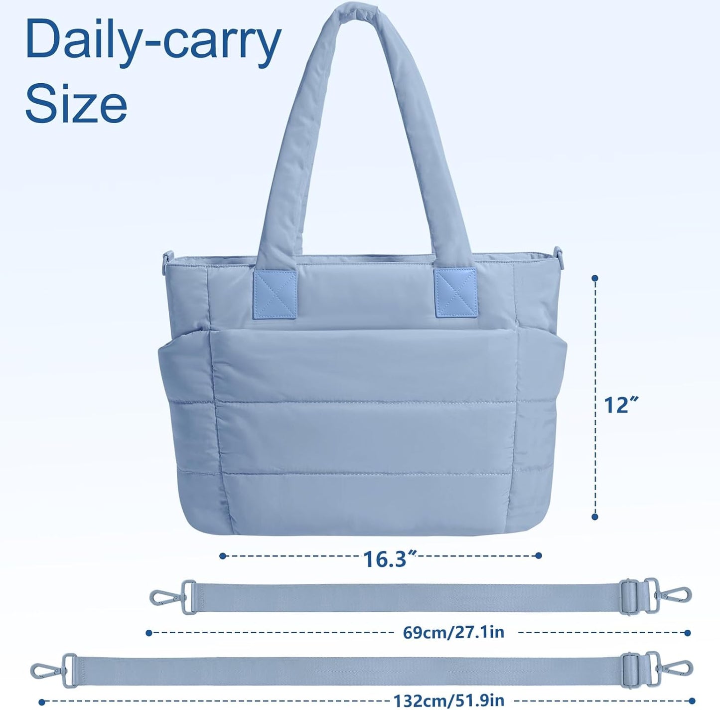 Tote Bag for Women Puffer Tote Bag Large Nurse Bags Shoulder Handbag with Zipper for Work Travel