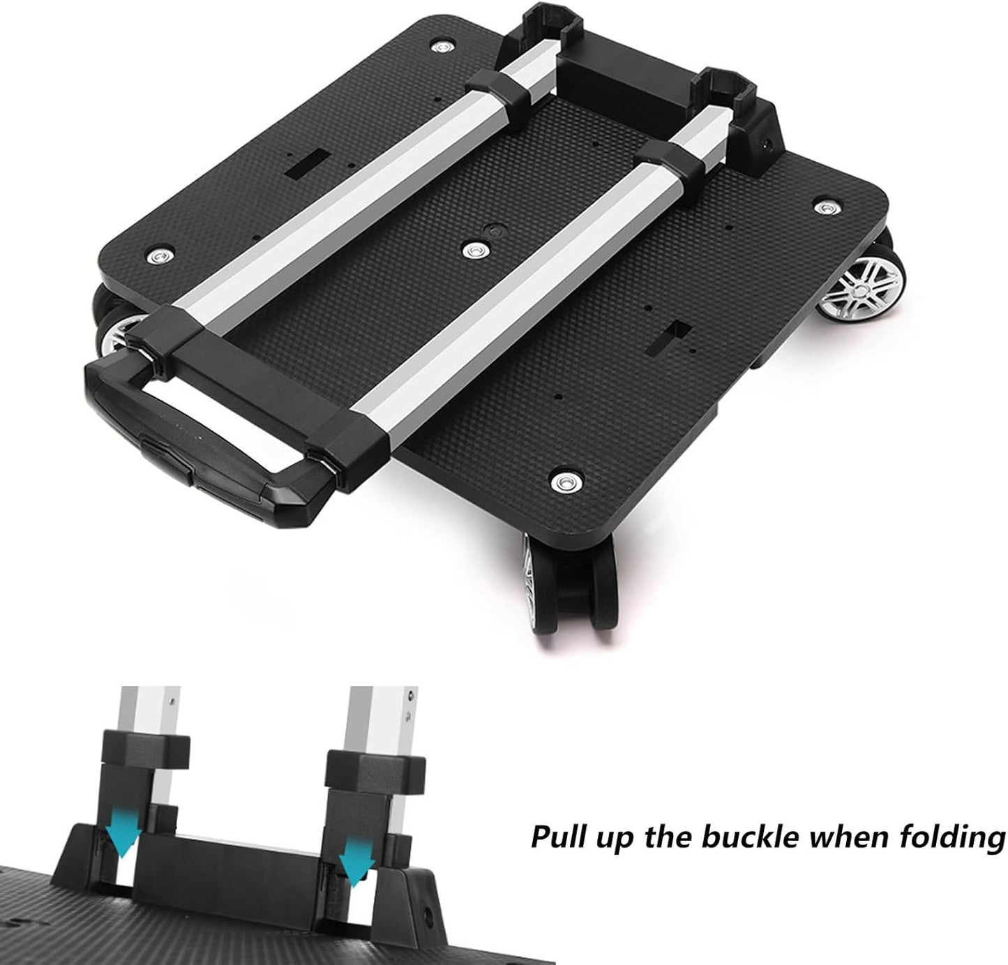 Backpack Trolley with 5 Wheels Folding Compact Lightweight Luggage Cart Spinner Rolling Luggage Cart for Bags, Pet Carriers, Dog Backpacks Carriers