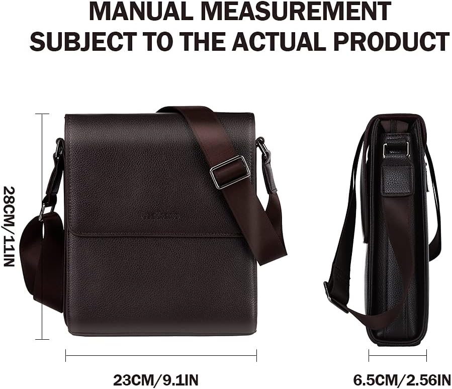Leathario Men's Crossbody Bag,Vegan Leather Shoulder Messenger Purse Sling Satchel For Work Business Travel