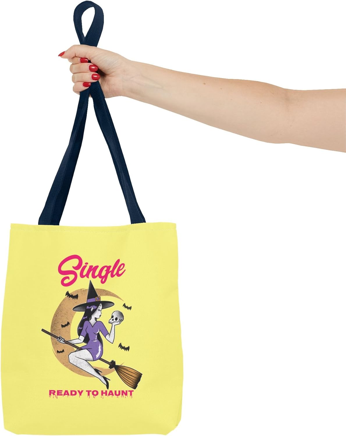 Single and Ready to Haunt Tote Bag, Halloween Tote for Singles, Witchy Accessories, Breakup Gift