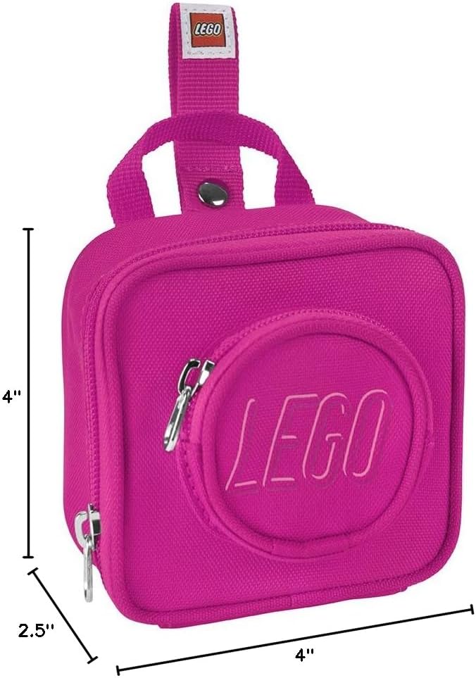 LEGO Kids Brick Mini Backpack Accessory Pouch with Novelty Backstraps, Snaps to Belt or Full-Size Backpack, Holds Small Items like Keys & Headphones, Red