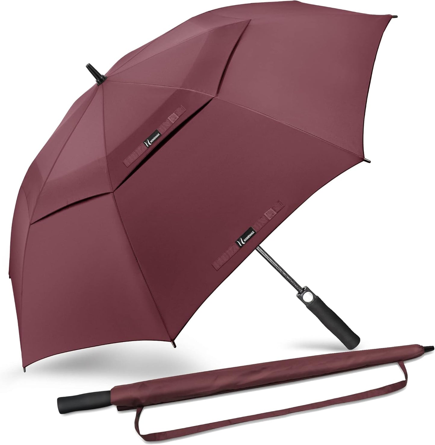 NINEMAX Golf Umbrella 51/54/62/68 Inch Automatic Open, Large Double Canopy Vented Oversize Stick Umbrellas Extra Large Windproof Waterproof for Rain