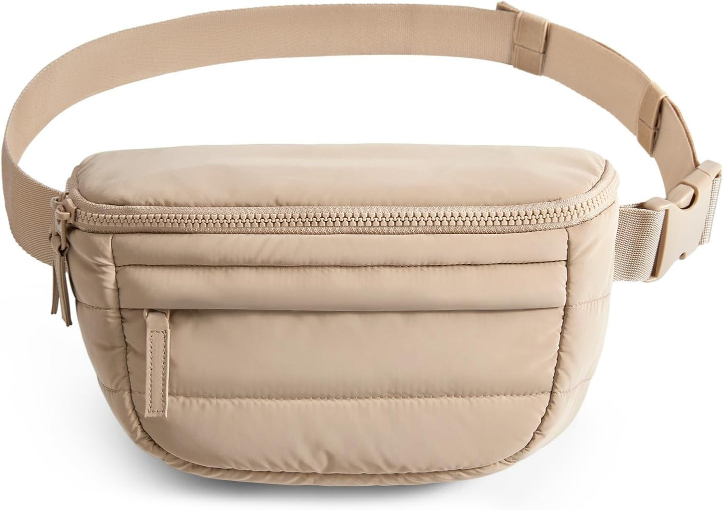 BAGSMART Fanny Packs for Women Two Way Zipper Belt Bag with Adjustable Strap, Puffy Fashion Waist Packs for Traveling Workout, Brown