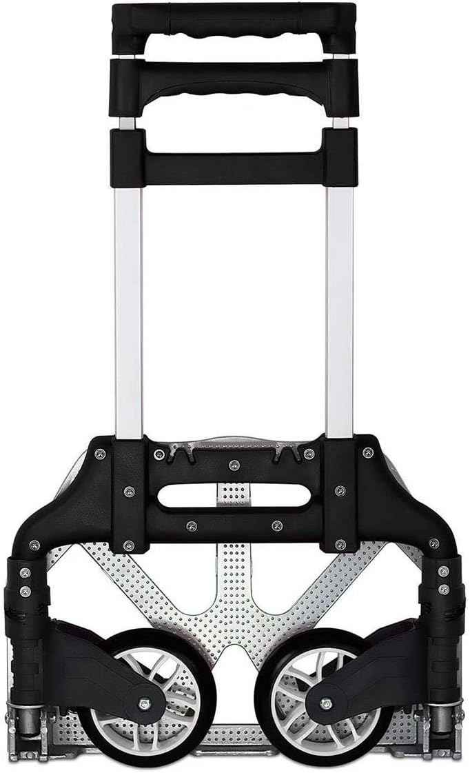 Mount-It! Folding Hand Truck and Personal Dolly, Foldable Aluminum Trolley Cart, 165 Lb Capacity Heavy Duty Dolly with Wheels of Rubber for Moving, Comfortable Telescoping Handle for Indoor Outdoor