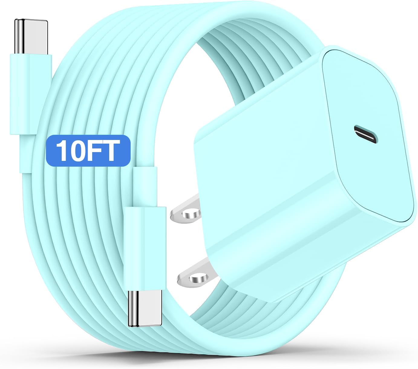 iPhone 16 15 Fast Charger and 10ft Type C to C Cable Cord Long,20W USB C Charging Block for Apple iPhone 16 Pro/16 Plus/15 Pro Max/15/iPad Wall Plug Power Adapter Cube Brick 12.9/11/Air 4th/6 Gen/Mini
