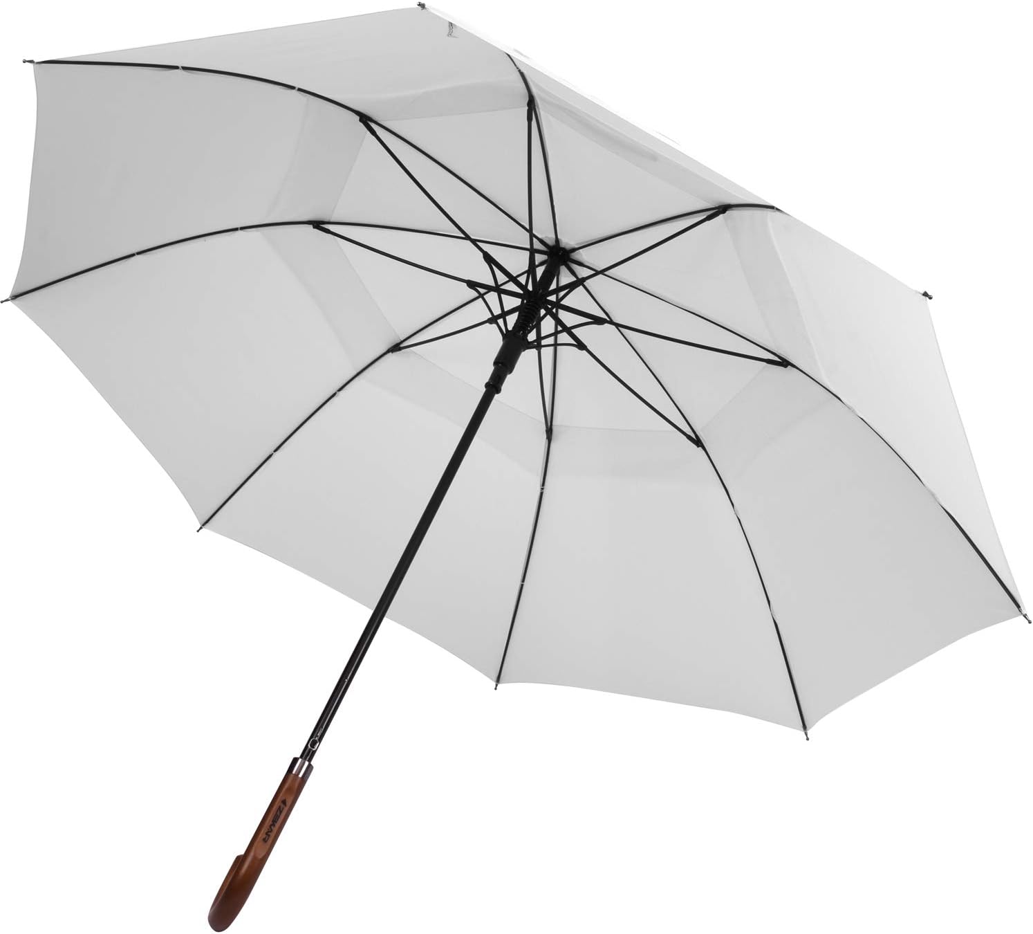 ZEKAR Wooden J Handle Umbrella, 54 inch, Large Windproof, Wedding Umbrella (white, 54”)