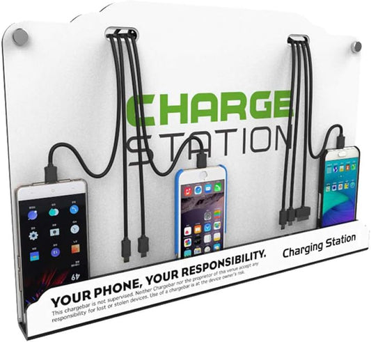 Wall Mounted Cell Phone Charging Station High Speed Cables with 8 Ports Applicable Airport Hospitals Banks Hotel Shopping Malls and Public Places