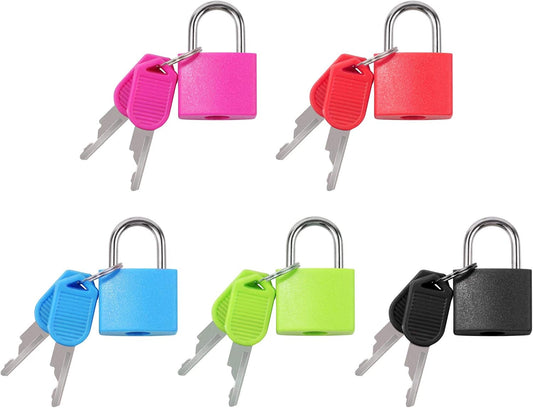 Mini Padlock with Keys, BENBO 5 Packs Multicolor Luggage Locks Small Suitcase Locks Metal Mini Padlocks Schoolbag Locker Backpack Padlock for School Gym, 1.2×0.9Inch
