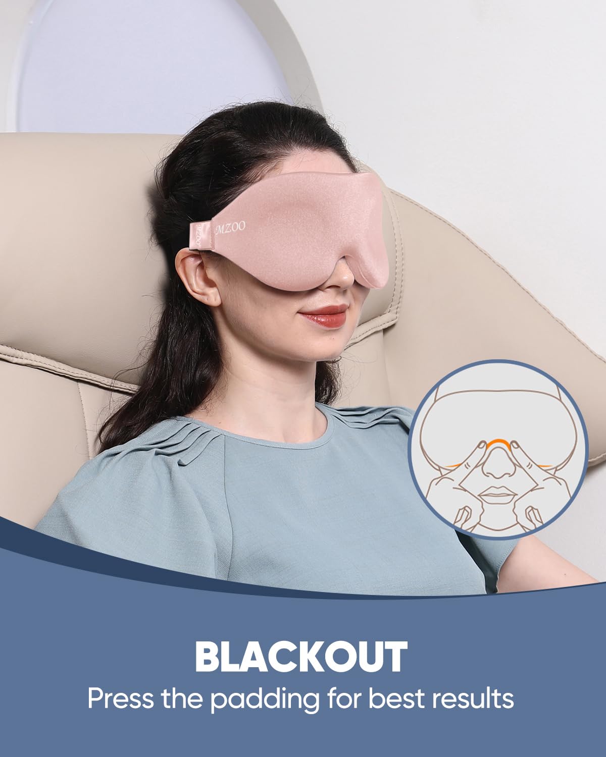 MZOO Luxury Sleep Mask for Women Men Patented Light Blocking Design
