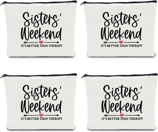 4 Pcs Girls Weekend Gifts for Women Girls Trip Favors Makeup Bag Cosmetic Bag Bestie Gifts Weekend Bag Coin Purse for Female Lady Girl Daughter Friend Travel Vacation Christmas Birthday