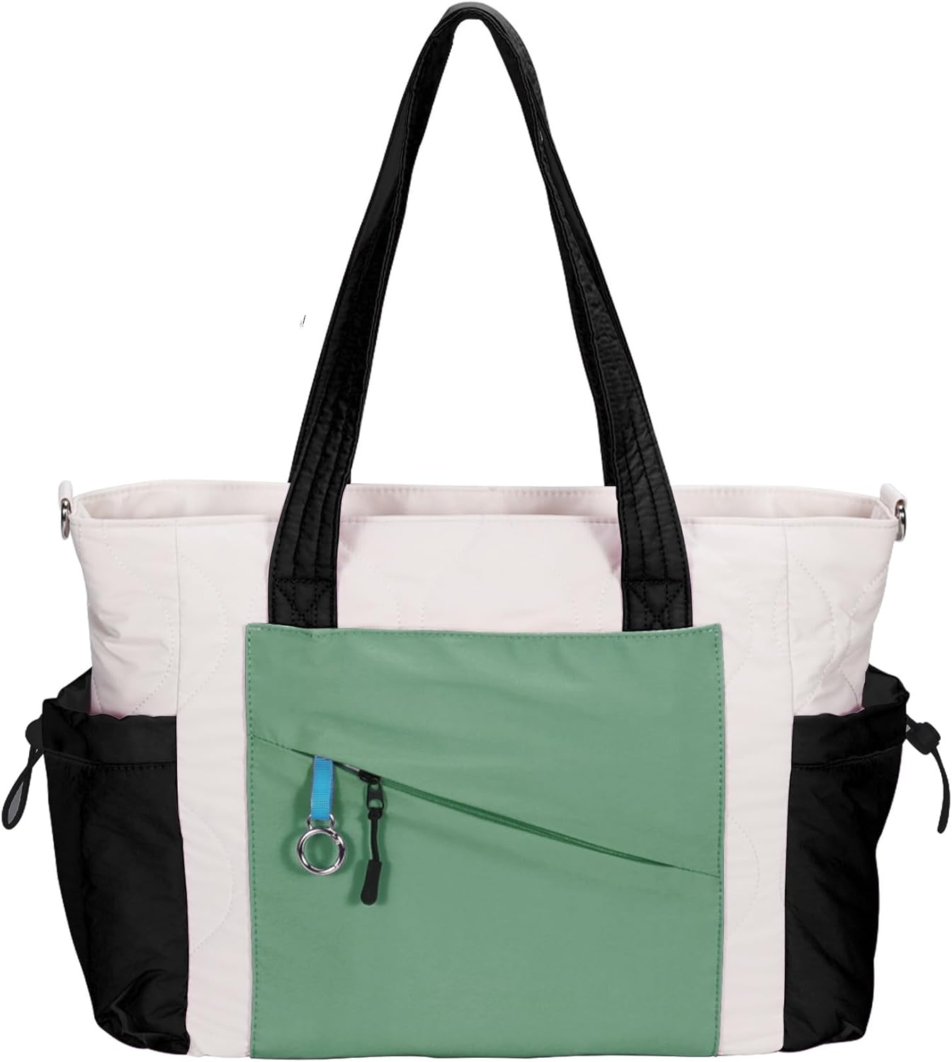 HUGOOME Tote Bag for Women,Puffer Tote Bag with Strap Quilted Nurse Teacher Work Bags Pockets Travel Shoulder Handbag