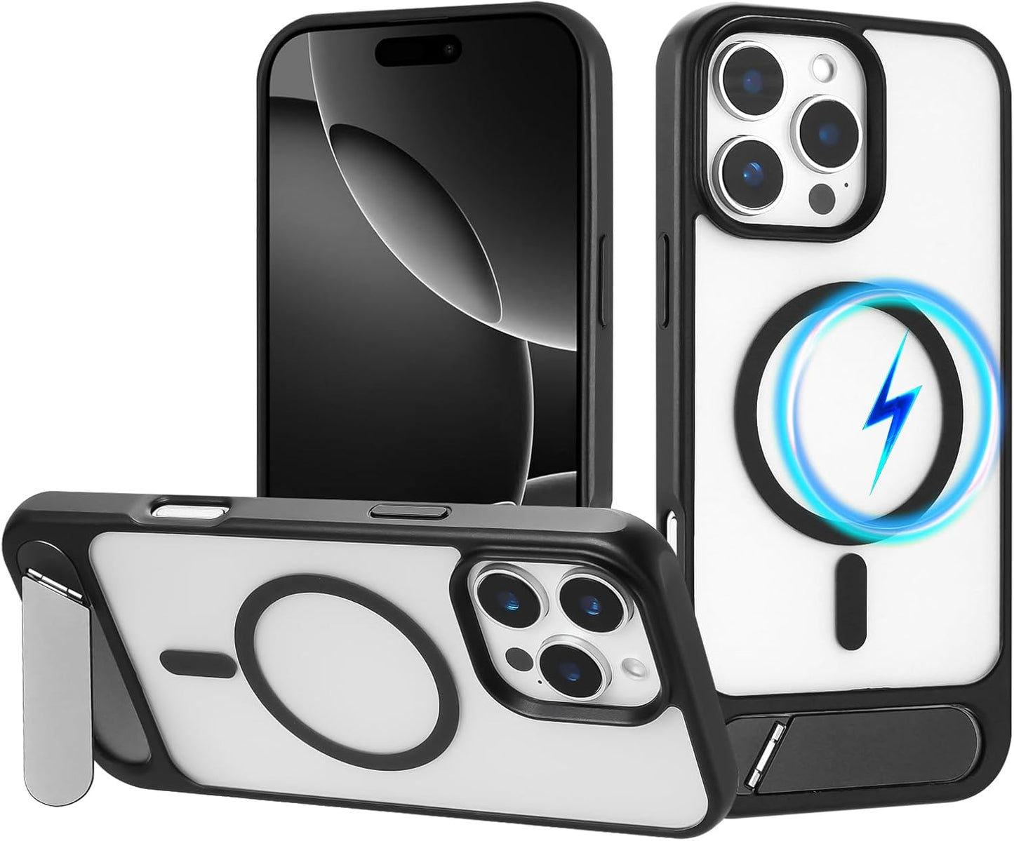 Tikoo Strong Magnetic for iPhone 16 Pro Max Case with Magsafe and Built-in Invisible Kickstand Slim Translucent Matte Military Grade Protective Phone Case for iPhone 16 Pro Max 6.9