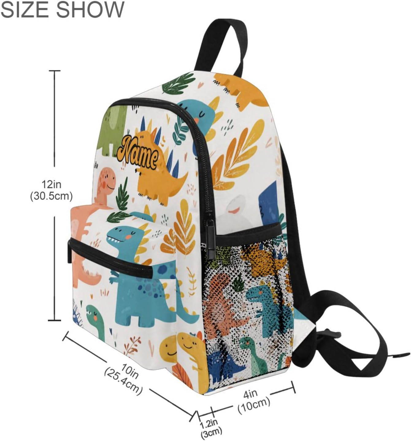 Custom Cute Dinosaurs2 Preschool Backpack for Toddler Boy Girl,Personalized Backpack with Name Text, Customization Kindergarten School Bookbags - M