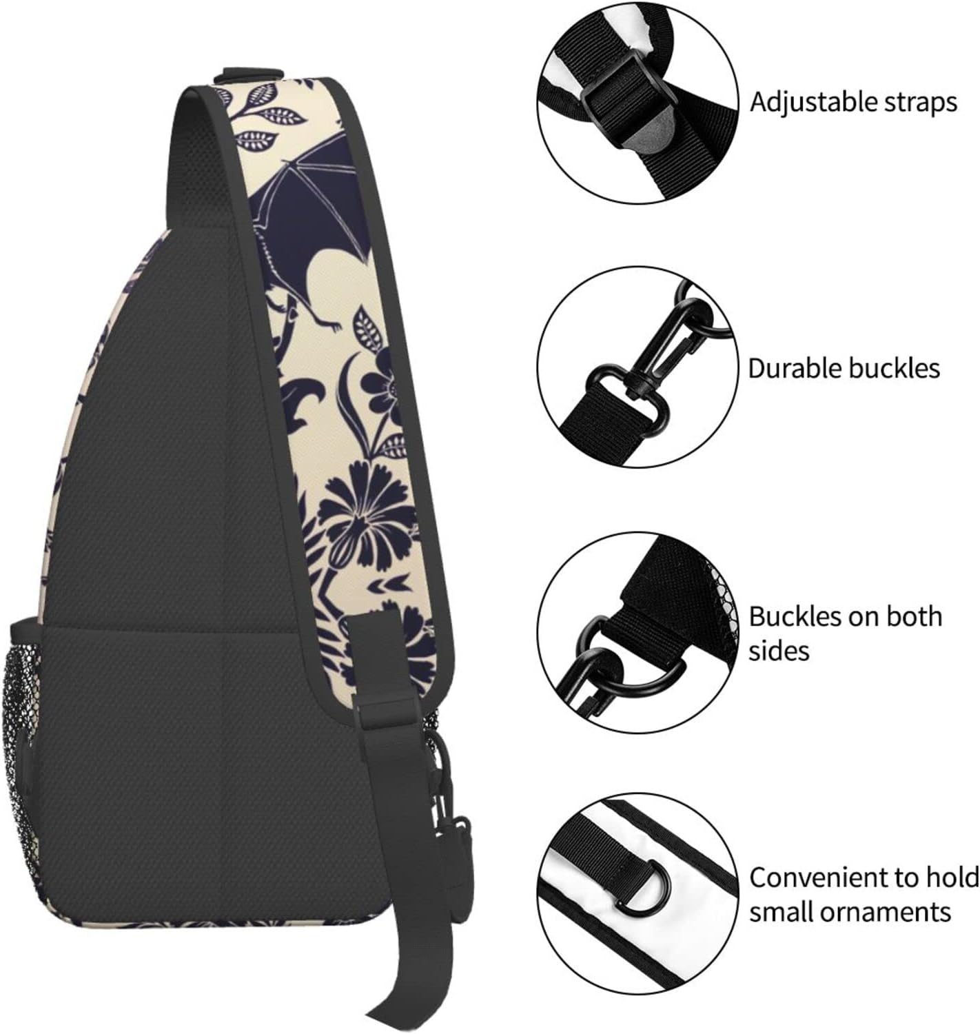 Halloween Bat Sling Bag For Men Women Shoulder Backpack Chest Bags Crossbody Daypack For Hiking Camping Outdoor Trip