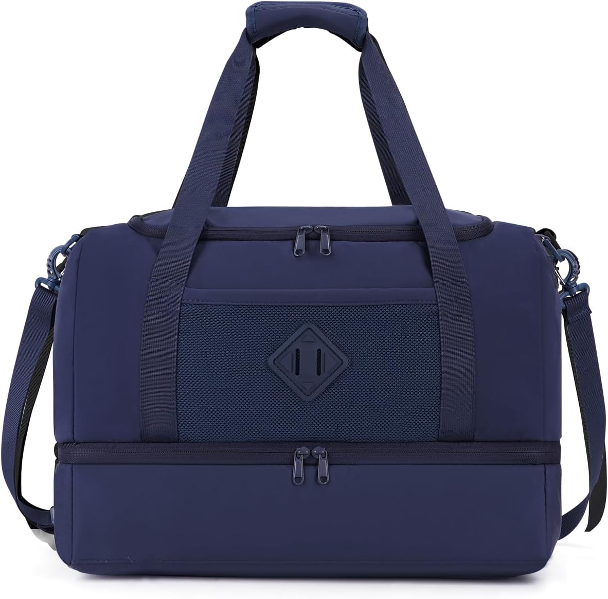 WANDF Travel Duffel Bag with Wet Pocket & Shoe Compartment, 18x14x8 Personal Item Bag with USB Charging Port, Water-Resistant Gym Weekender Overnight Carry-on for Women Men (Blue)
