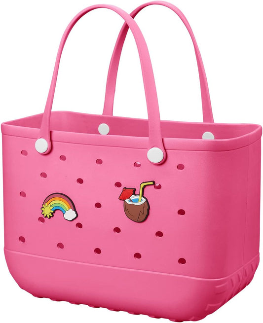 Beach Bag Rubber Tote Bag - Waterproof Travel Bag for Women Washable Tote Bag Handbag for Sports Beach Market Pool
