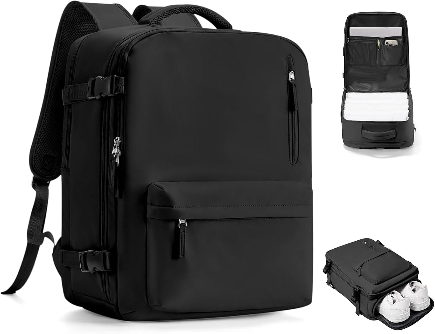 VGCUB Travel Backpack for Women Men for Spirit Airlines Personal Item Bag 18x14x8 Inches Laptop College Waterproof Carry on Flight Approved Work Backpack Mochila de Viaje,Large Black